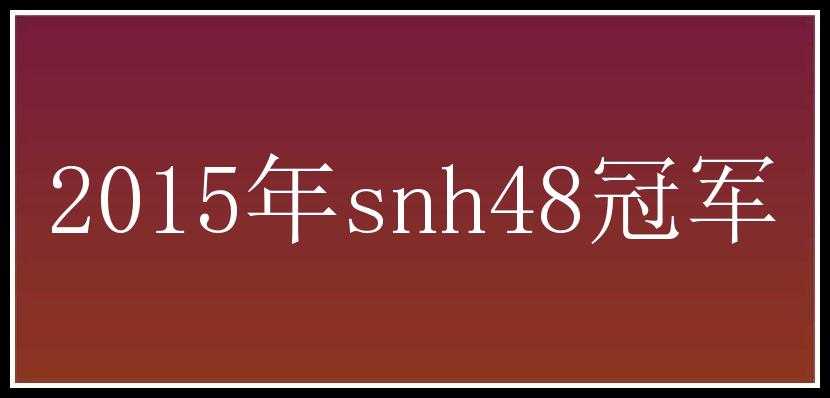 2015年snh48冠军