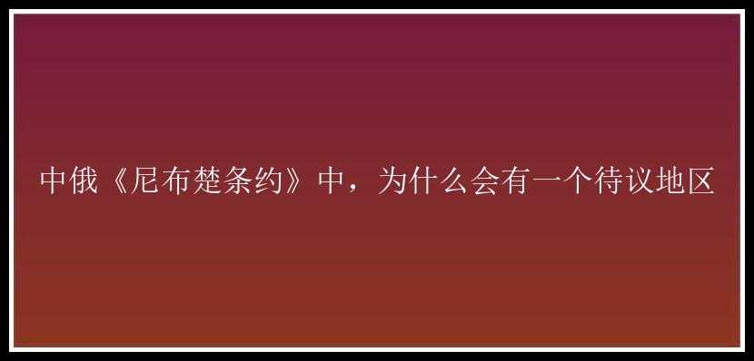 中俄《尼布楚条约》中，为什么会有一个待议地区