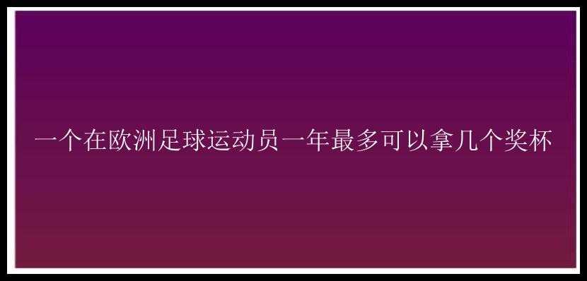 一个在欧洲足球运动员一年最多可以拿几个奖杯