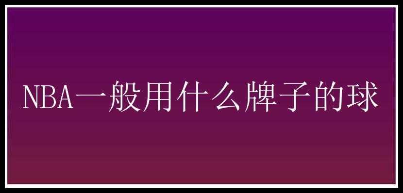 NBA一般用什么牌子的球