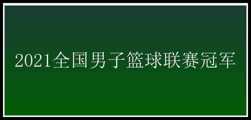 2021全国男子篮球联赛冠军