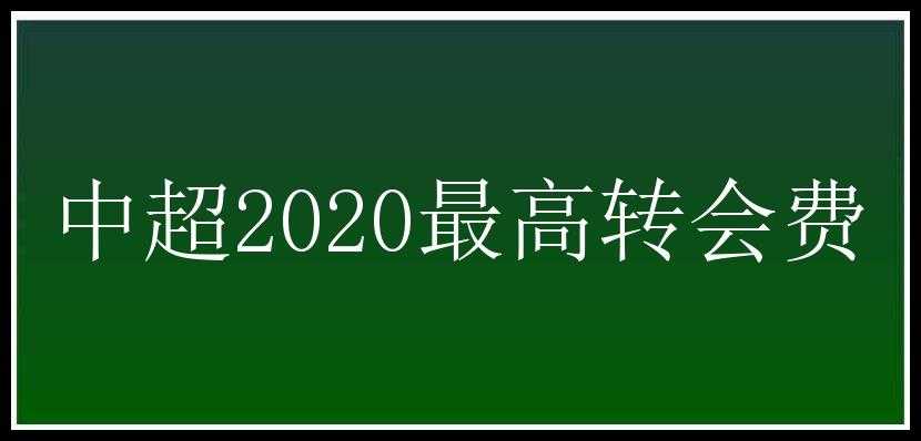 中超2020最高转会费