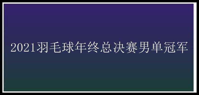 2021羽毛球年终总决赛男单冠军