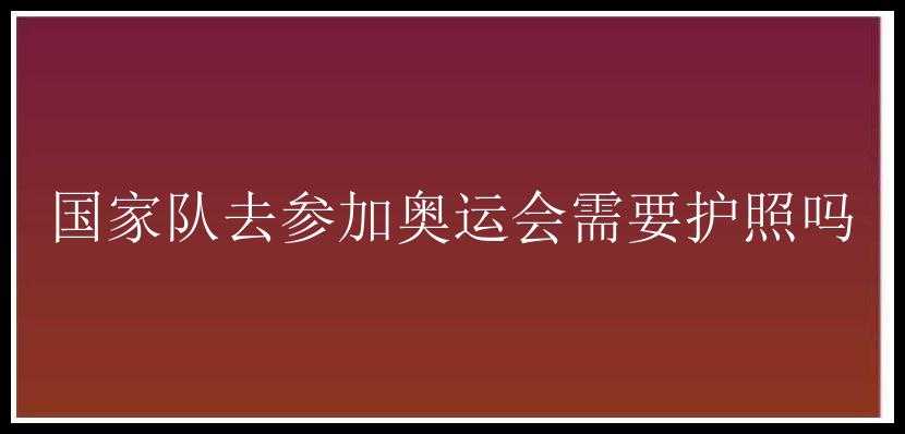 国家队去参加奥运会需要护照吗