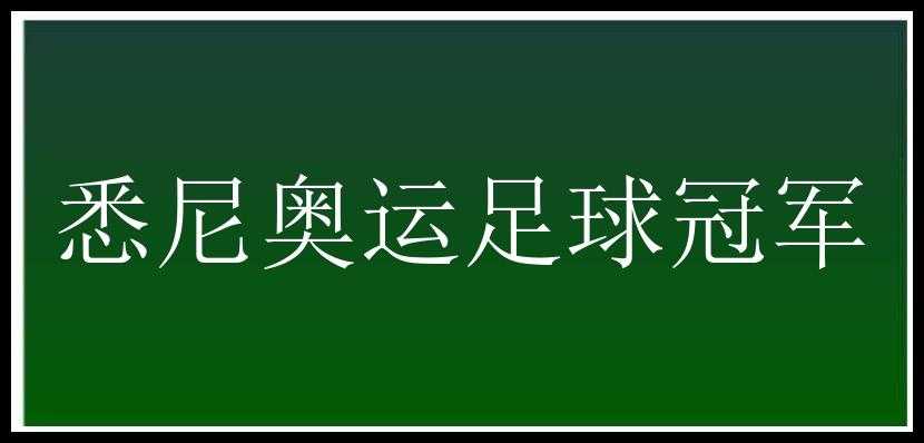 悉尼奥运足球冠军