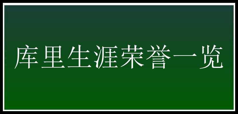 库里生涯荣誉一览