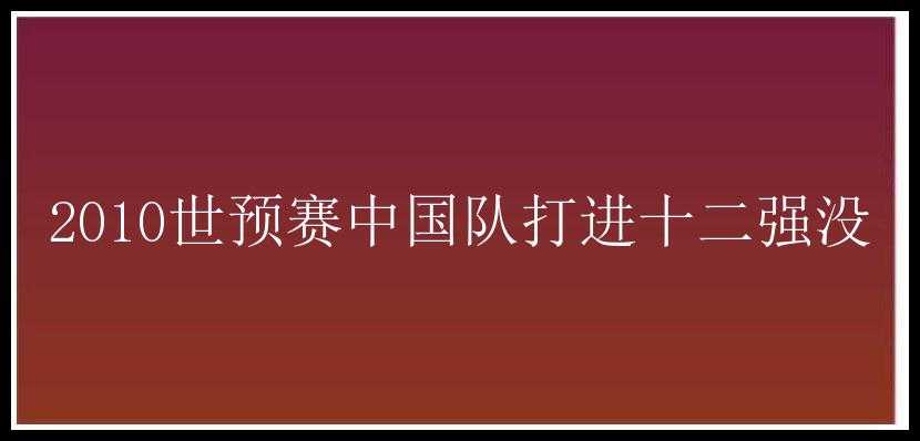 2010世预赛中国队打进十二强没