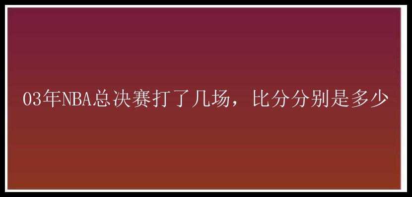 03年NBA总决赛打了几场，比分分别是多少