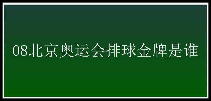 08北京奥运会排球金牌是谁