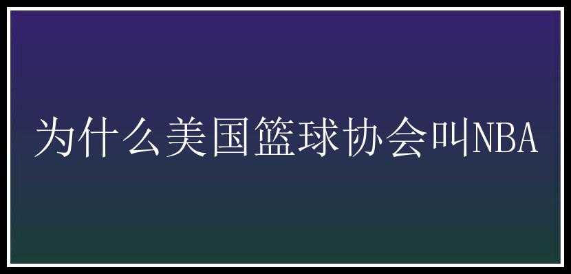 为什么美国篮球协会叫NBA