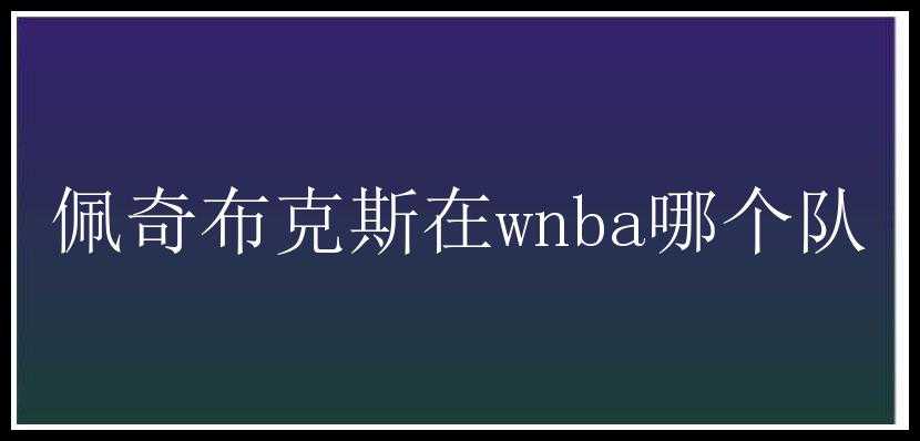 佩奇布克斯在wnba哪个队