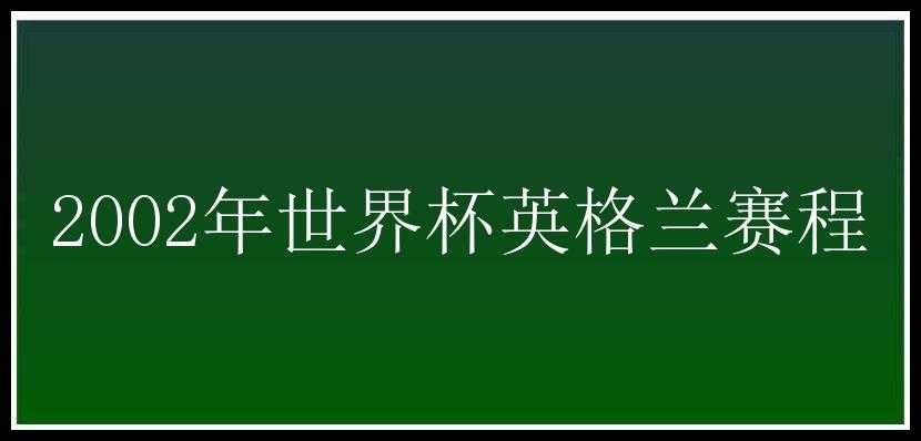 2002年世界杯英格兰赛程