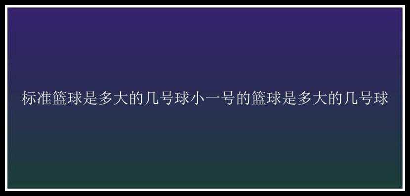 标准篮球是多大的几号球小一号的篮球是多大的几号球