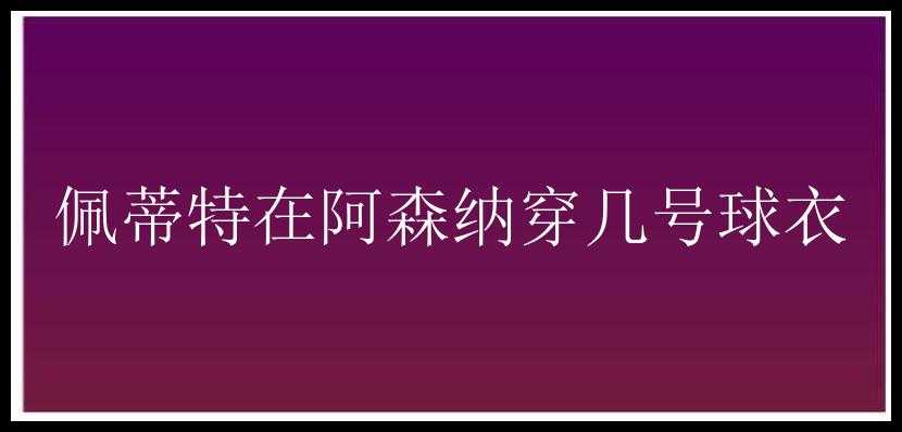 佩蒂特在阿森纳穿几号球衣