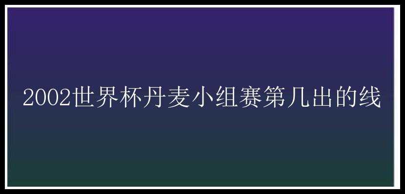 2002世界杯丹麦小组赛第几出的线