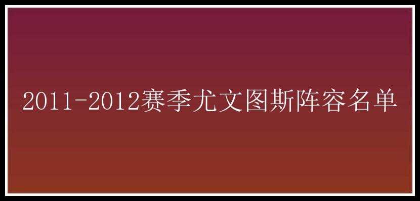 2011-2012赛季尤文图斯阵容名单