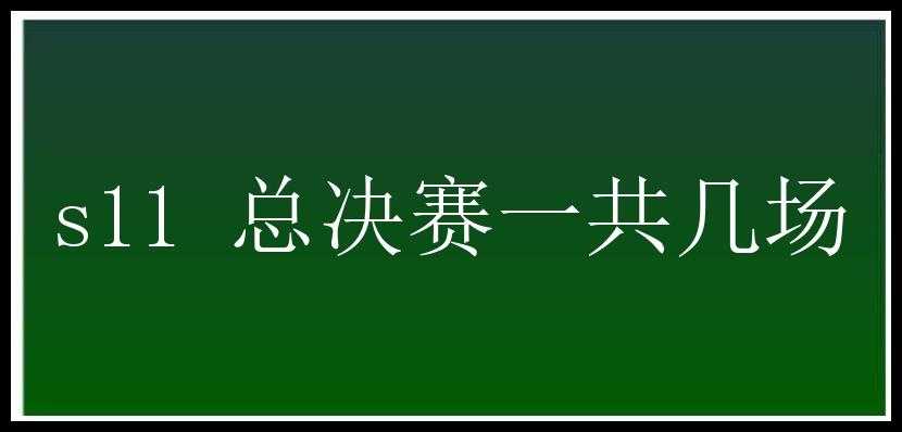 s11 总决赛一共几场