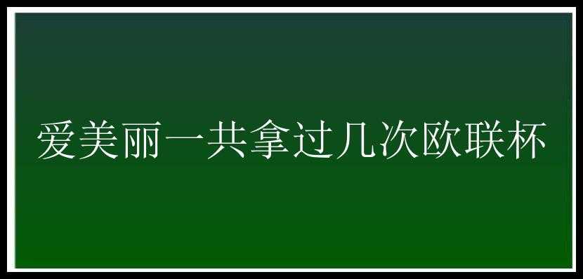 爱美丽一共拿过几次欧联杯