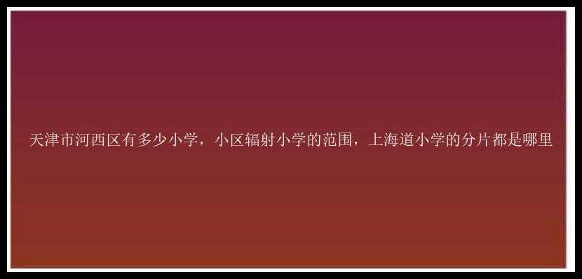 天津市河西区有多少小学，小区辐射小学的范围，上海道小学的分片都是哪里