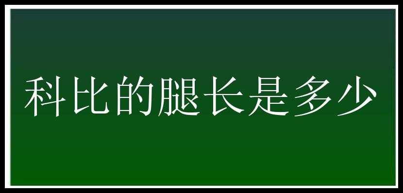 科比的腿长是多少