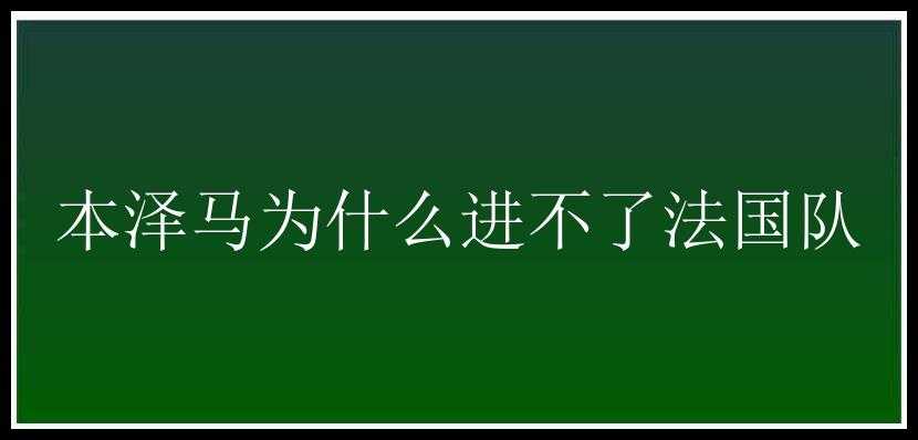 本泽马为什么进不了法国队