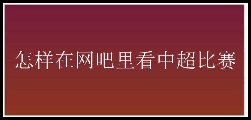 怎样在网吧里看中超比赛