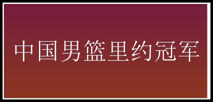 中国男篮里约冠军