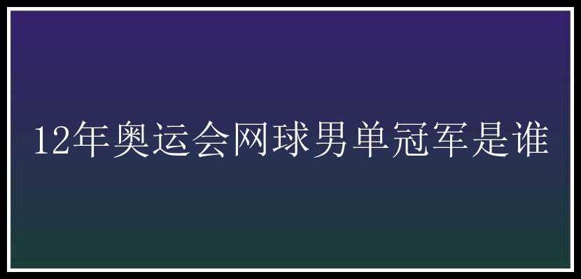 12年奥运会网球男单冠军是谁