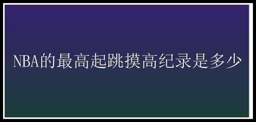 NBA的最高起跳摸高纪录是多少