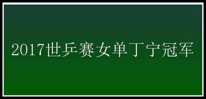 2017世乒赛女单丁宁冠军