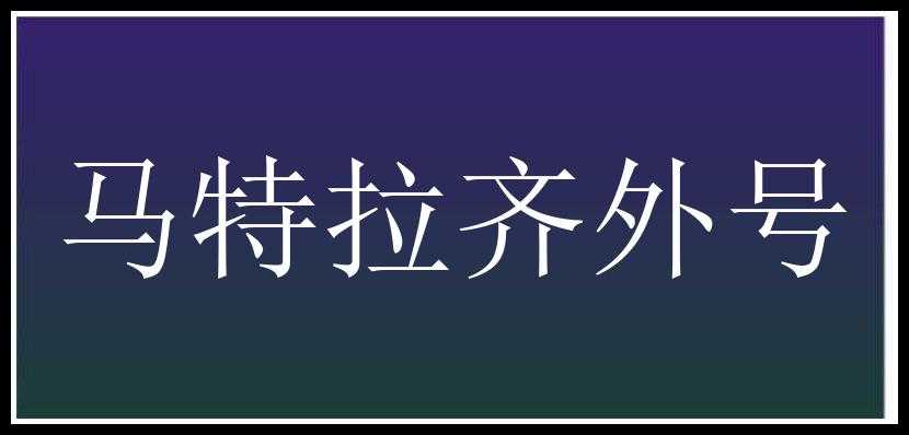 马特拉齐外号