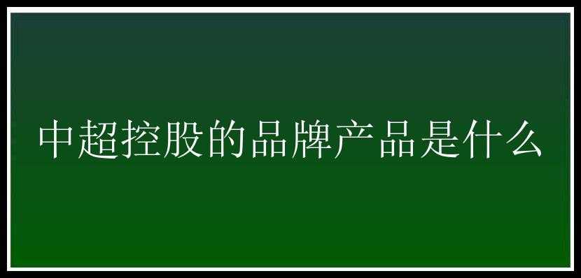 中超控股的品牌产品是什么