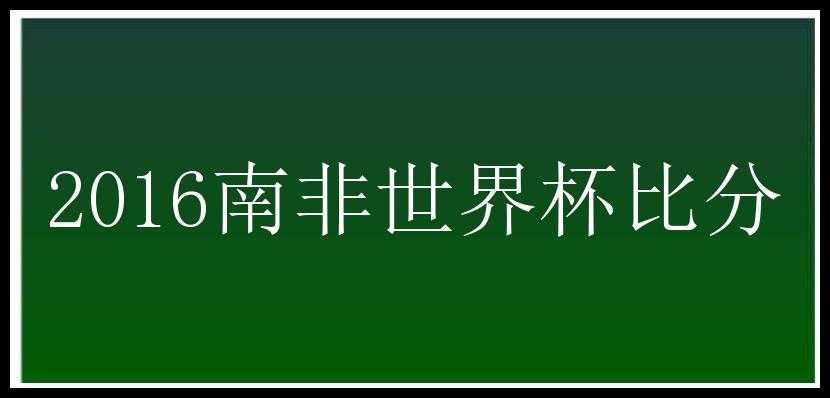 2016南非世界杯比分