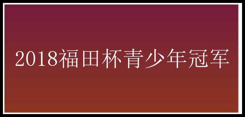 2018福田杯青少年冠军