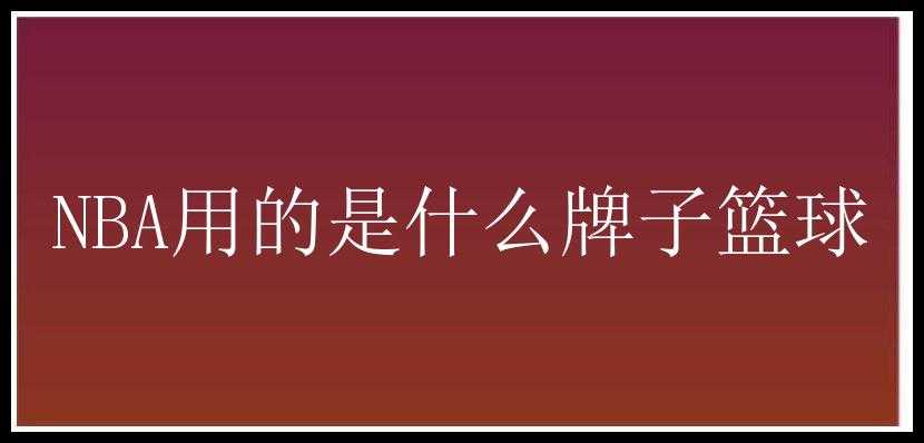 NBA用的是什么牌子篮球