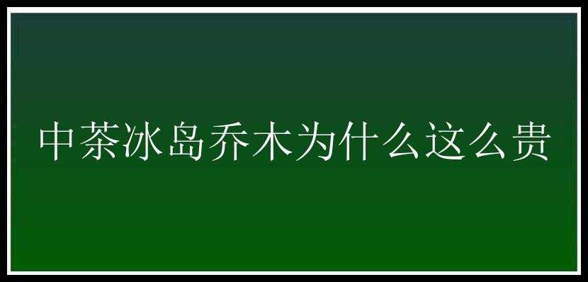 中茶冰岛乔木为什么这么贵