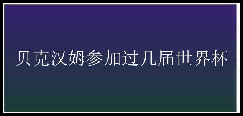 贝克汉姆参加过几届世界杯