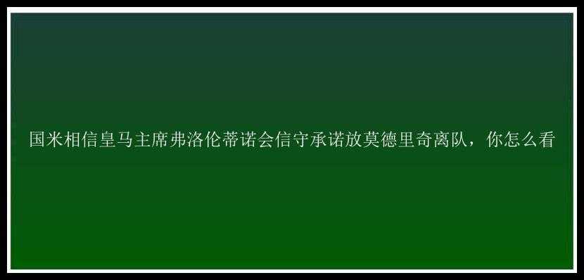 国米相信皇马主席弗洛伦蒂诺会信守承诺放莫德里奇离队，你怎么看