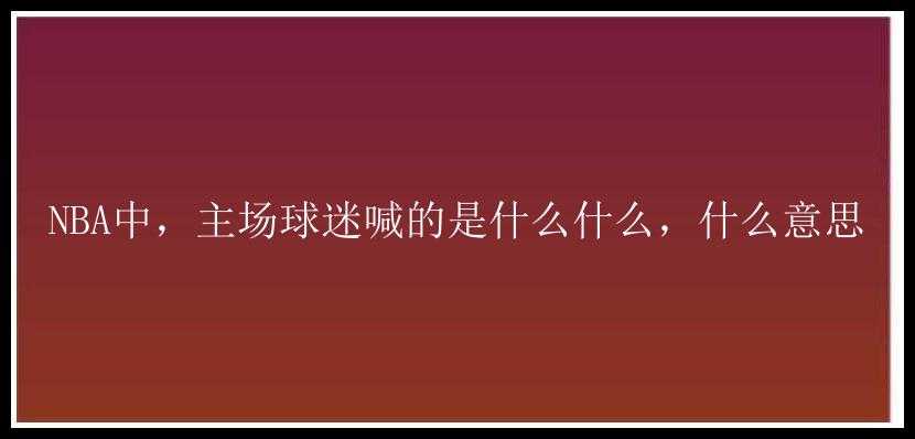 NBA中，主场球迷喊的是什么什么，什么意思