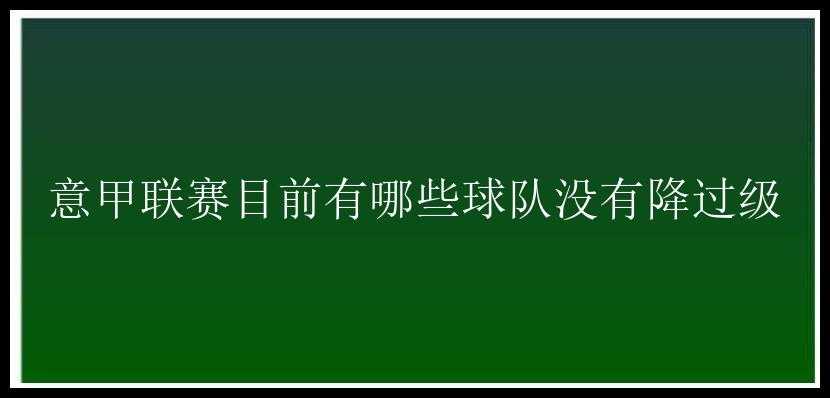 意甲联赛目前有哪些球队没有降过级