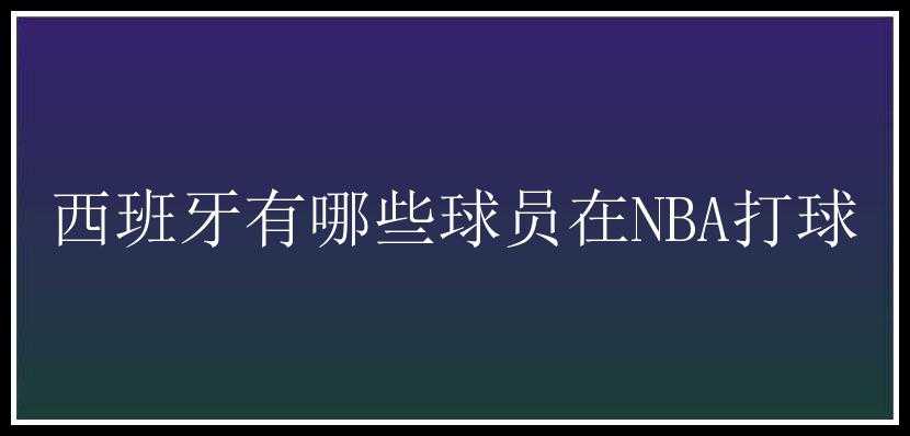 西班牙有哪些球员在NBA打球