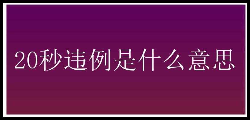 20秒违例是什么意思