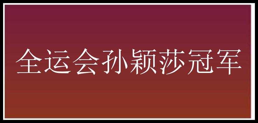 全运会孙颖莎冠军