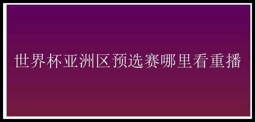 世界杯亚洲区预选赛哪里看重播