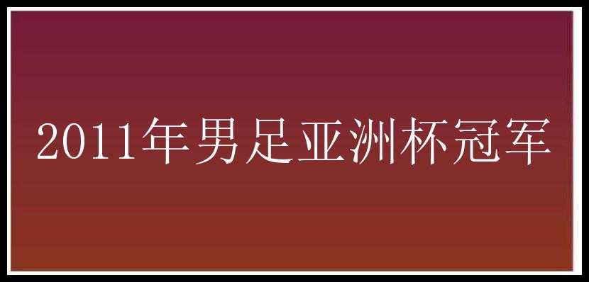 2011年男足亚洲杯冠军