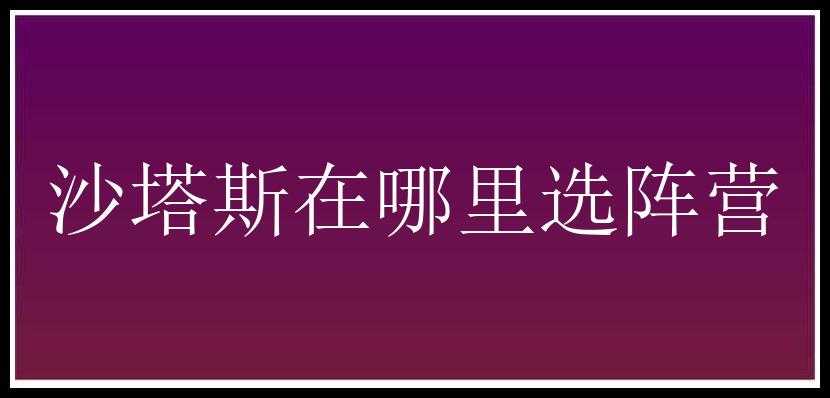 沙塔斯在哪里选阵营