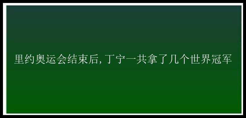 里约奥运会结束后,丁宁一共拿了几个世界冠军