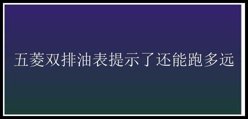 五菱双排油表提示了还能跑多远