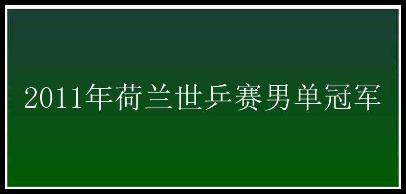 2011年荷兰世乒赛男单冠军