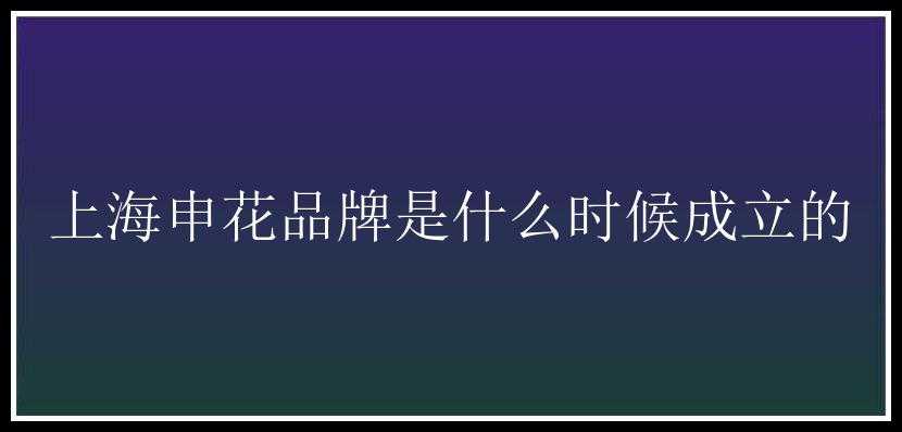 上海申花品牌是什么时候成立的